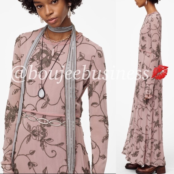 ZARA BNWT Limited Edition Long Dress with Appliqués - Picture 4 of 5